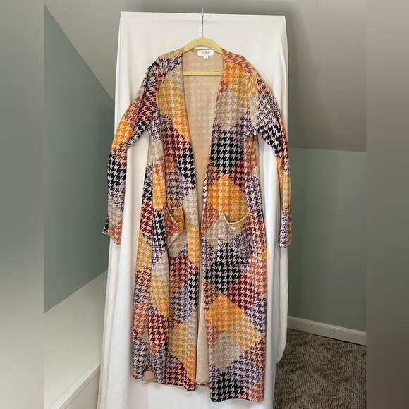 LuLaRoe Houndstooth Long Length Cardigan size small - Picture 1 of 8